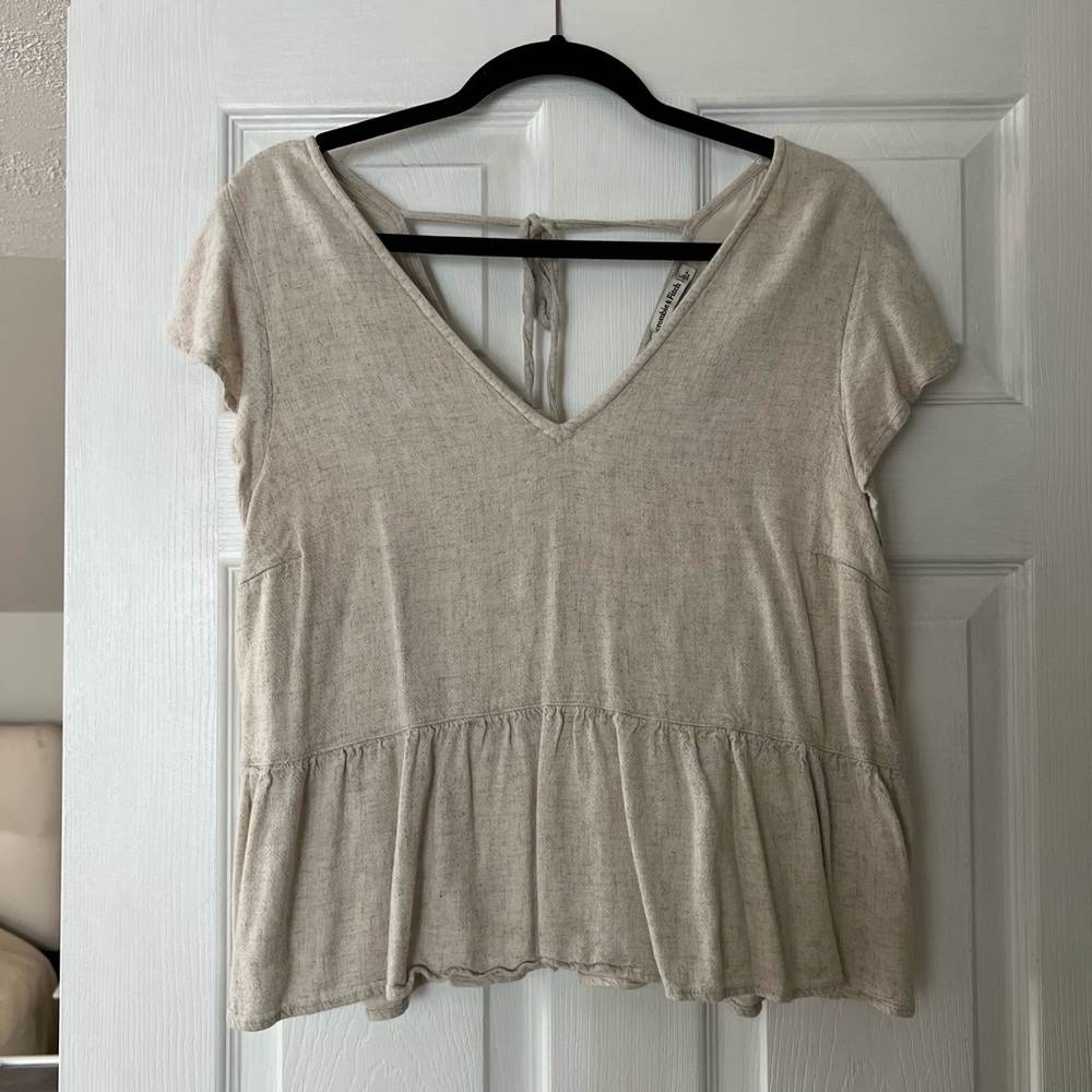 Abercrombie & Fitch linen Tan Peplum Top